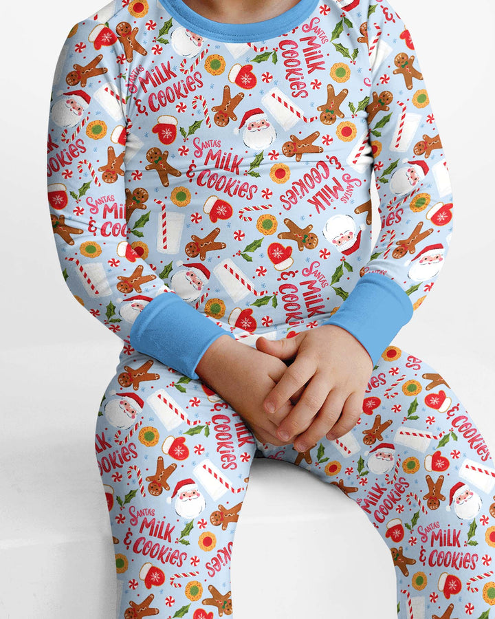 Santas, Milk and Cookies Bamboo Two Piece Long Sleeve Pajama Set