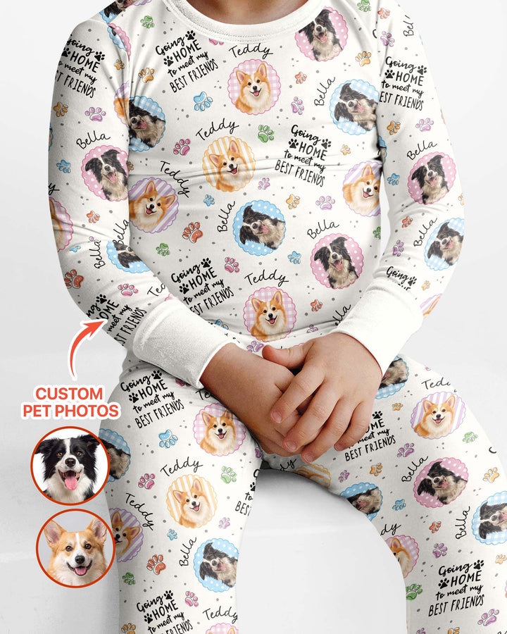 Custom Pet Photo My First Best Friend Bamboo Two Piece Long Sleeve Pajama Set