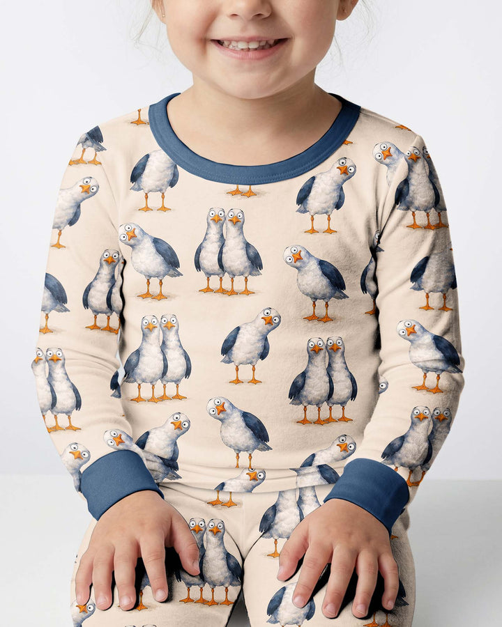 Goofy Seagulls Bamboo Two Piece Long Sleeve Pajama Set