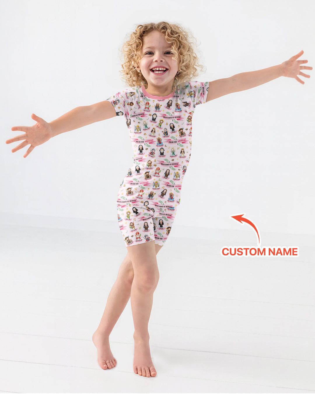 Holy Saints of Heaven Custom Name Bamboo Two Piece Short Sleeve Shorts Pajama Set