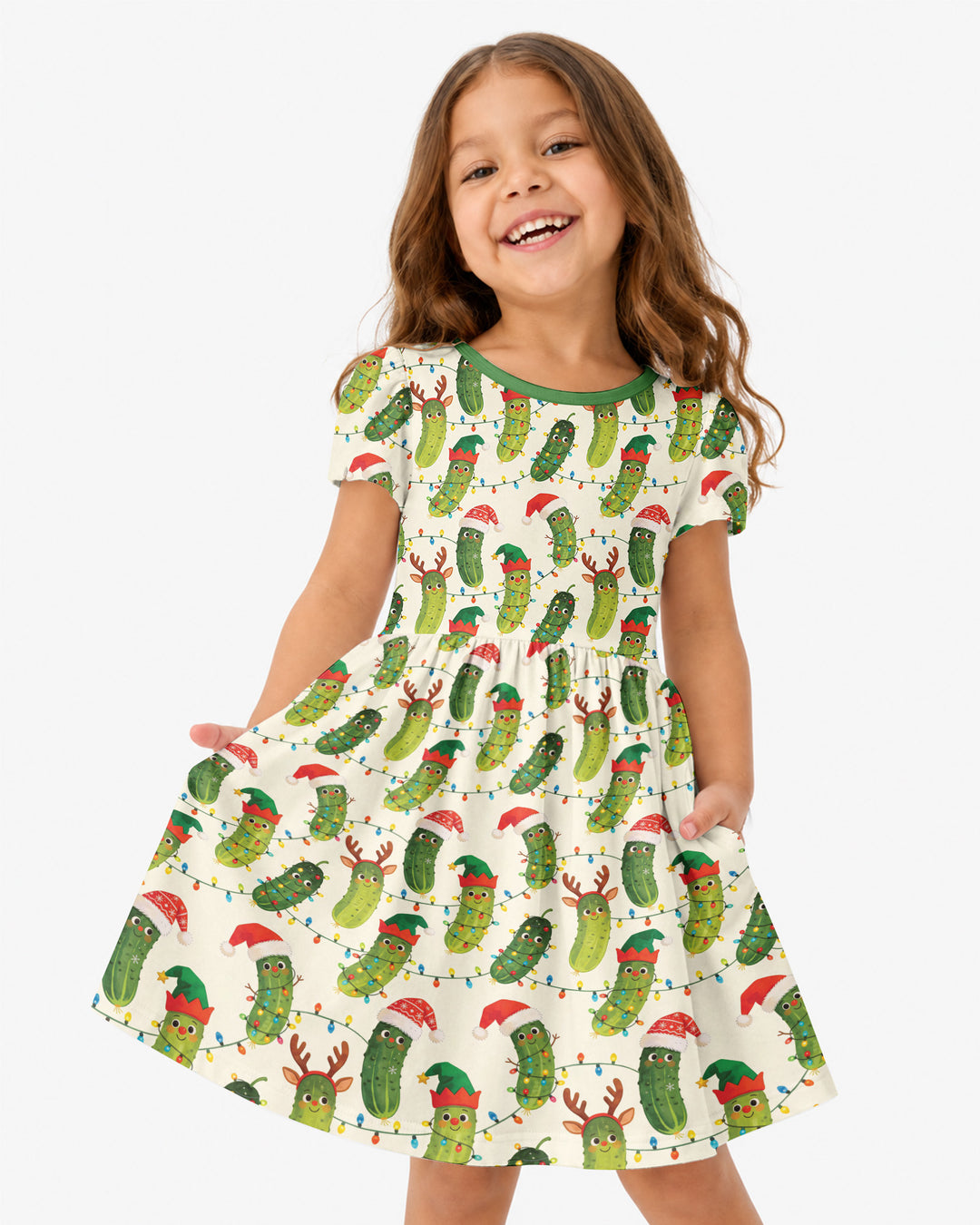Cheerful Christmas Pickle Bamboo Twirl Dress