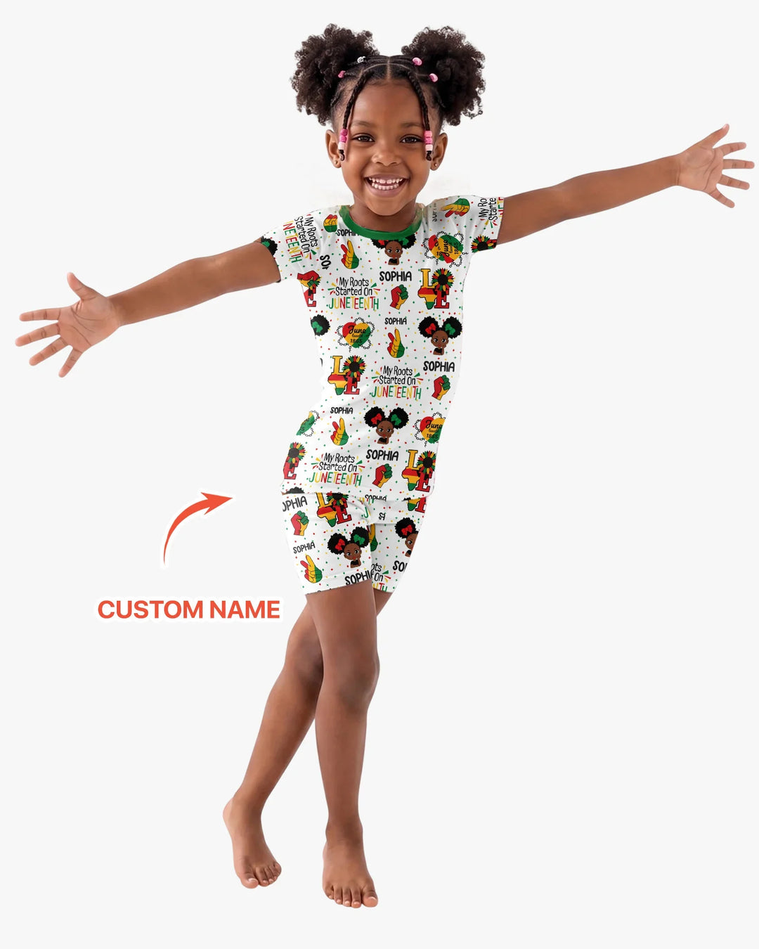 Custom Name My Roots Started On Juneteenth Bamboo Two Piece Short Sleeve Shorts Pajama Set