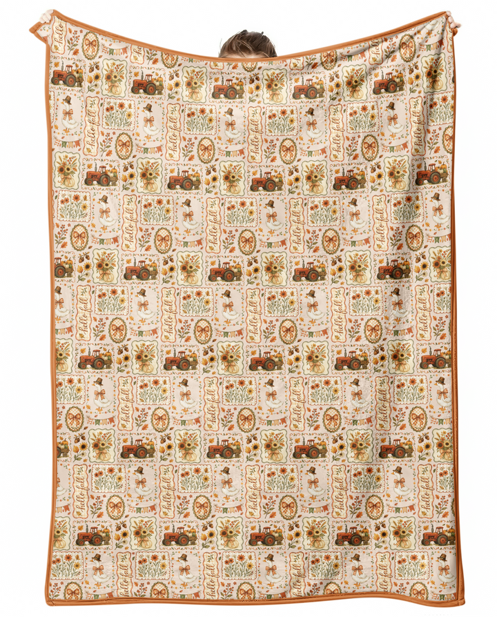 Farmhouse Fall Goose Family Matching Bamboo Blanket