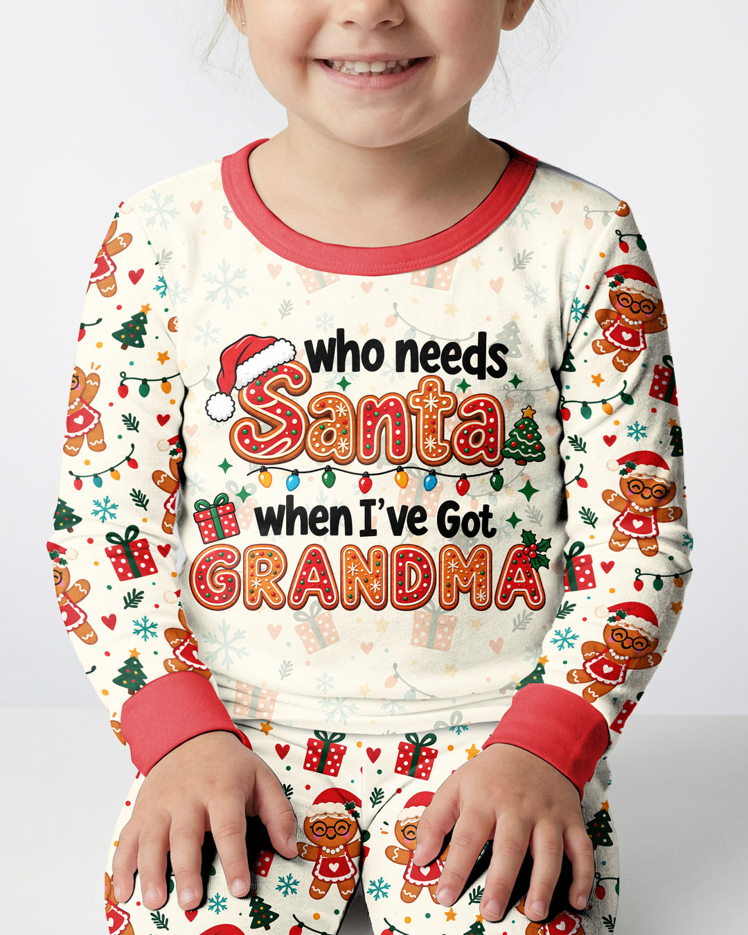 Who Needs Santa When I've Got Grandma Bamboo Two Piece Long Sleeve Pajama Set