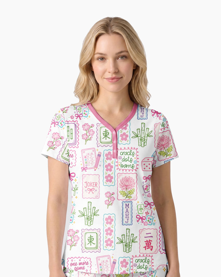 Cracks, Dots & Bams Mommy & Me Matching Bamboo Women Short Sleeve Short Pajama Set