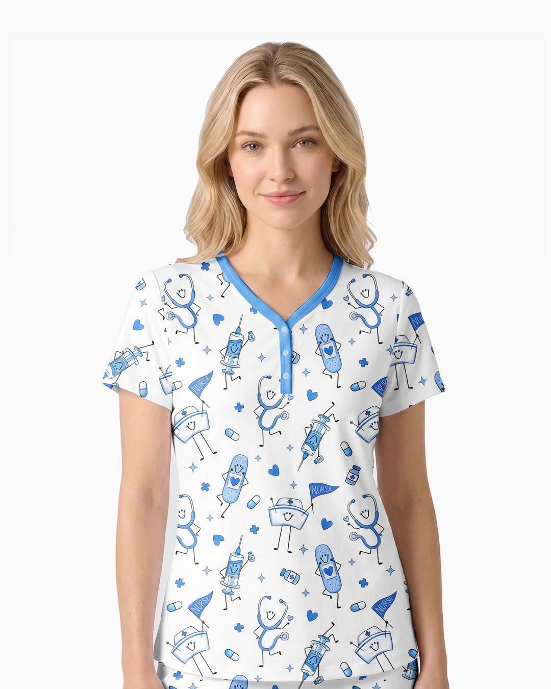Cute Nurse Crew Bamboo Women Short Sleeve Short Pajama Set
