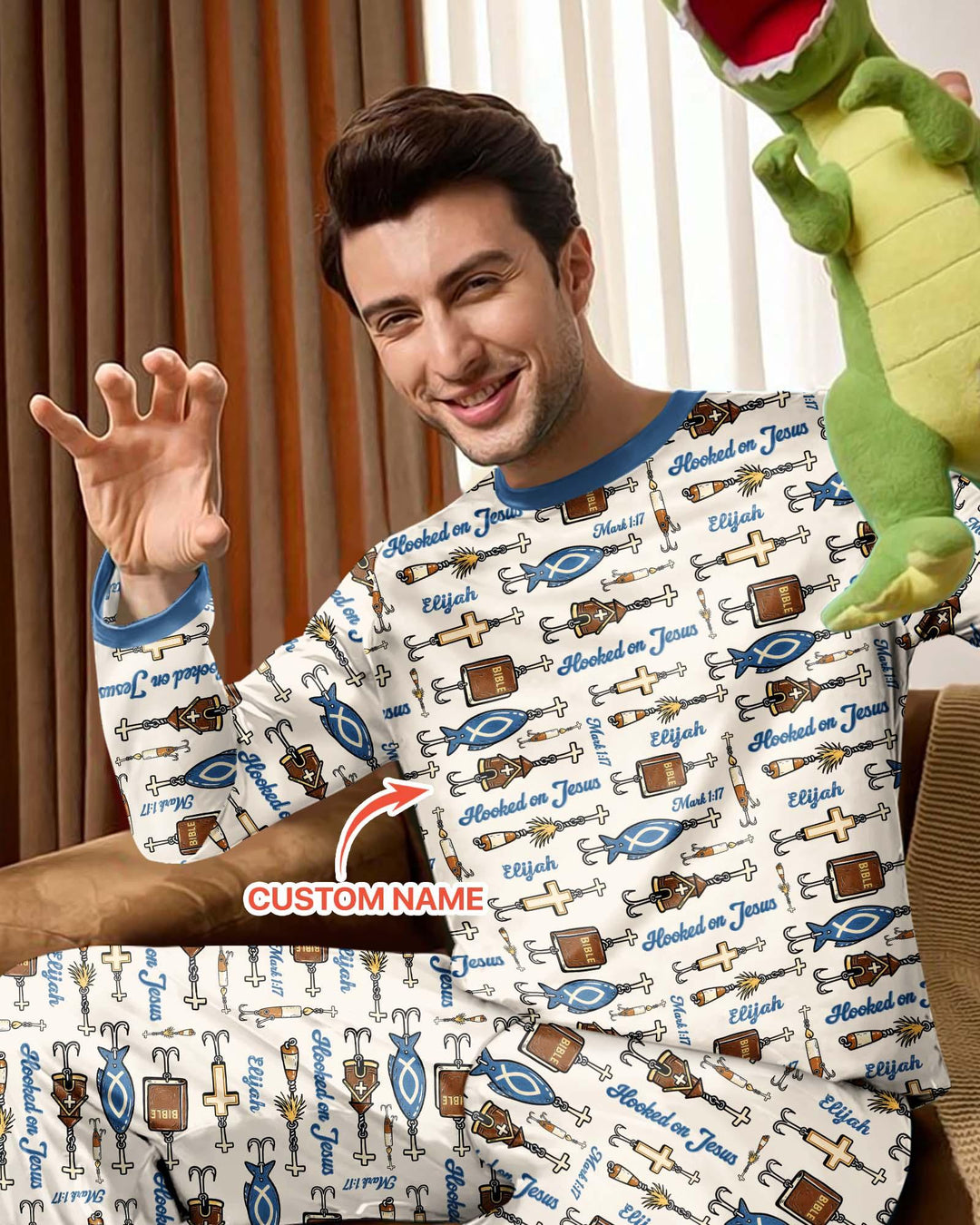 Hooked On Jesus Bamboo Men's Pajama Set