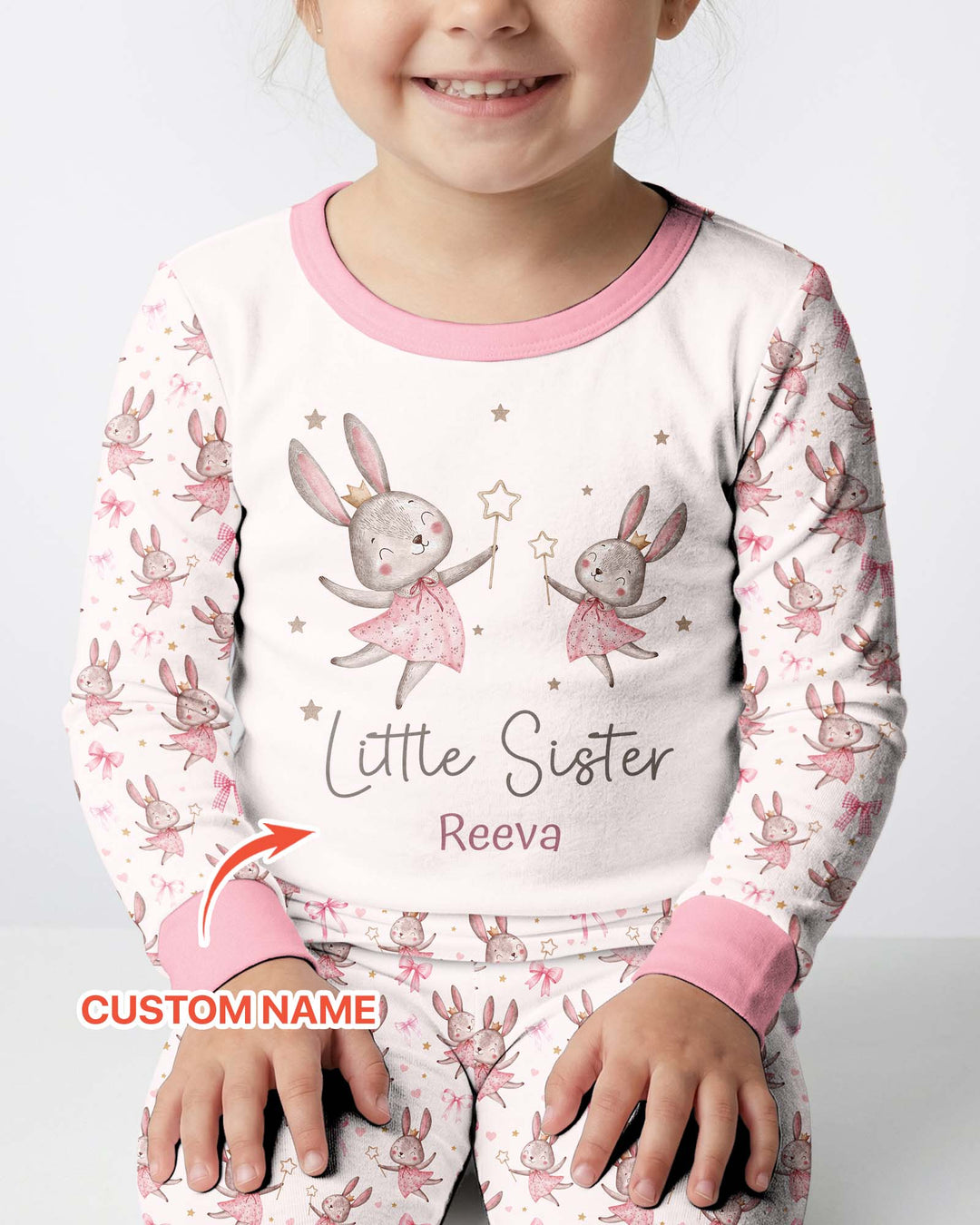 Bunny Wishes Sister Matching Bamboo Two Piece Long Sleeve Pajama Set