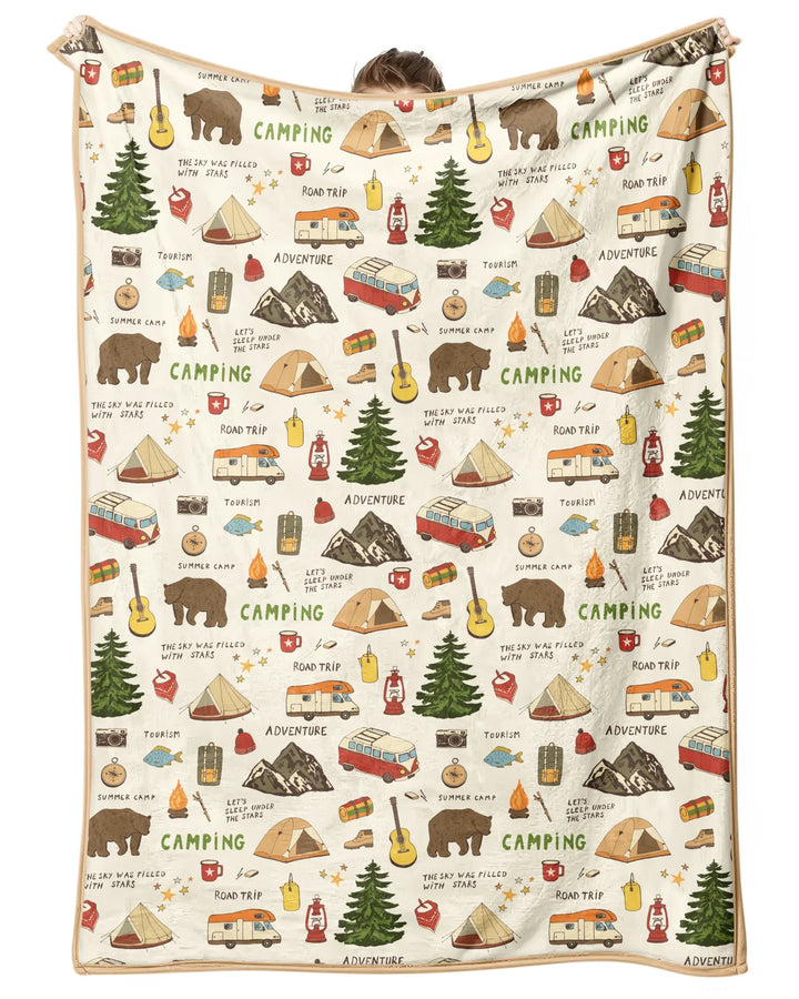 Outdoor Camping Adventure Family Matching Bamboo Blanket