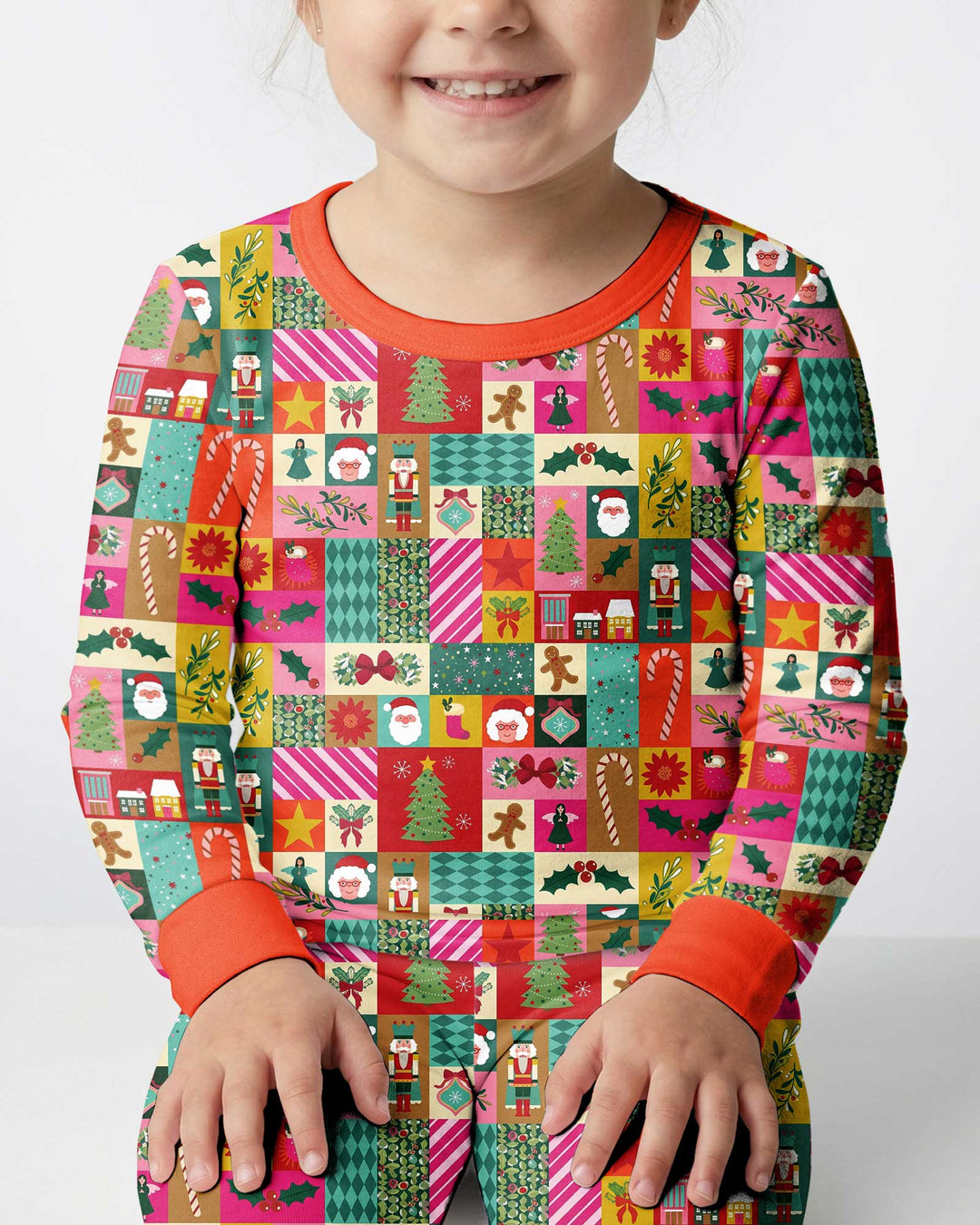 Maximalist Christmas Collage Bamboo Two Piece Long Sleeve Pajama Set