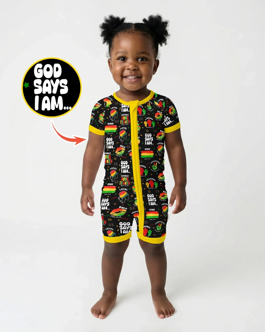 God Says I Am Juneteenth Blessings Bamboo Shorty Zippy