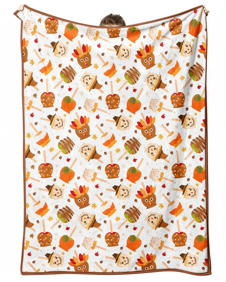 Fall Caramel Apple Family Matching Bamboo Blanket