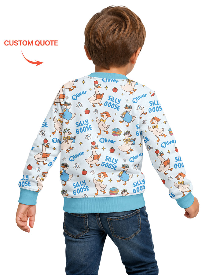 Custom Name Silly Goose Back to School Bamboo Crewneck Sweatshirt
