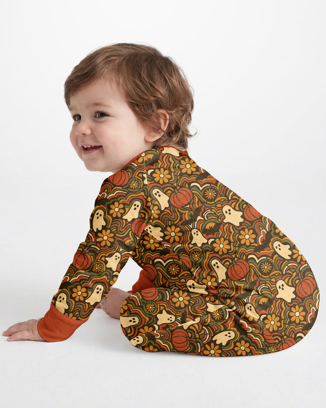 Retro Halloween Ghost Pumpkin Floral Bamboo Convertible Zippy