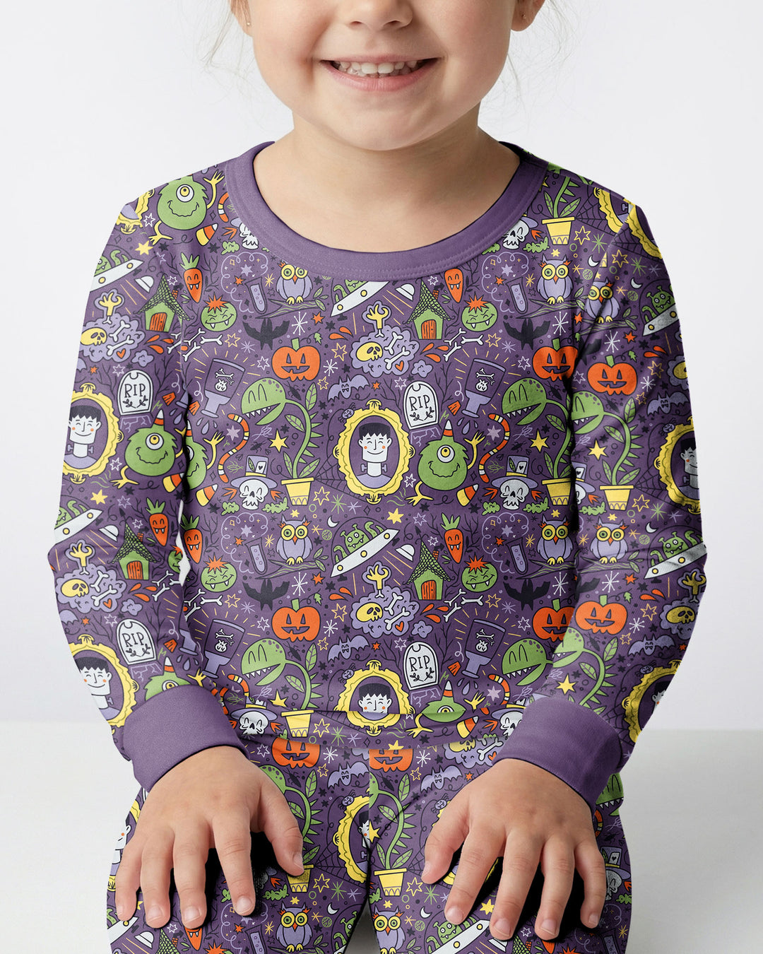Halloween Monster Fun Bamboo Two Piece Long Sleeve Pajama Set