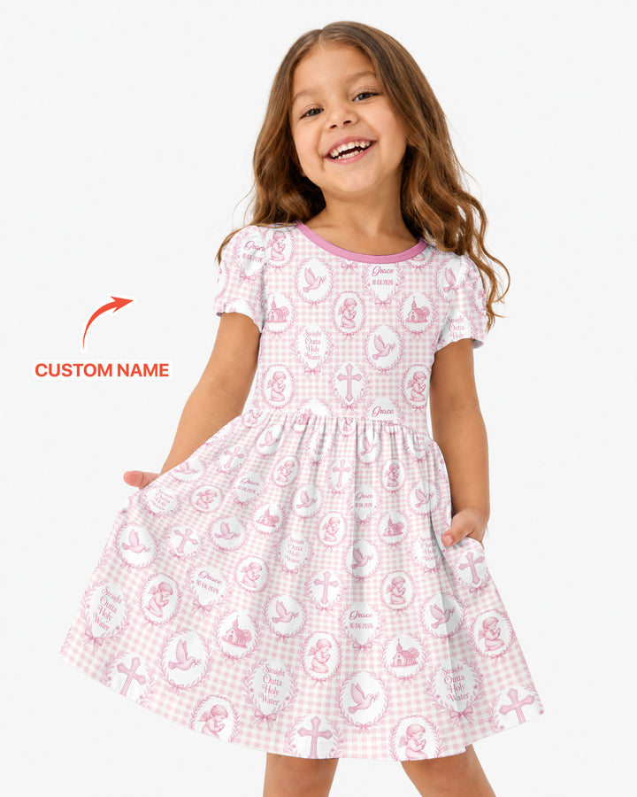 Custom Name Baptism Straight Outta Holy Water Bamboo Twirl Dress