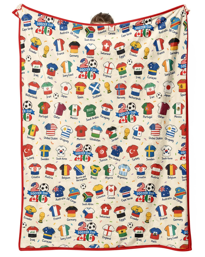 2026 Soccer World Jersey Flag Bamboo Blanket