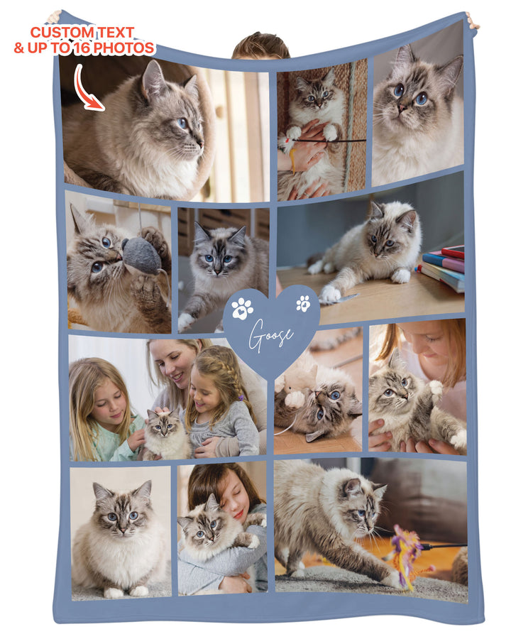 Custom Pet Photo Collage Bamboo Blanket