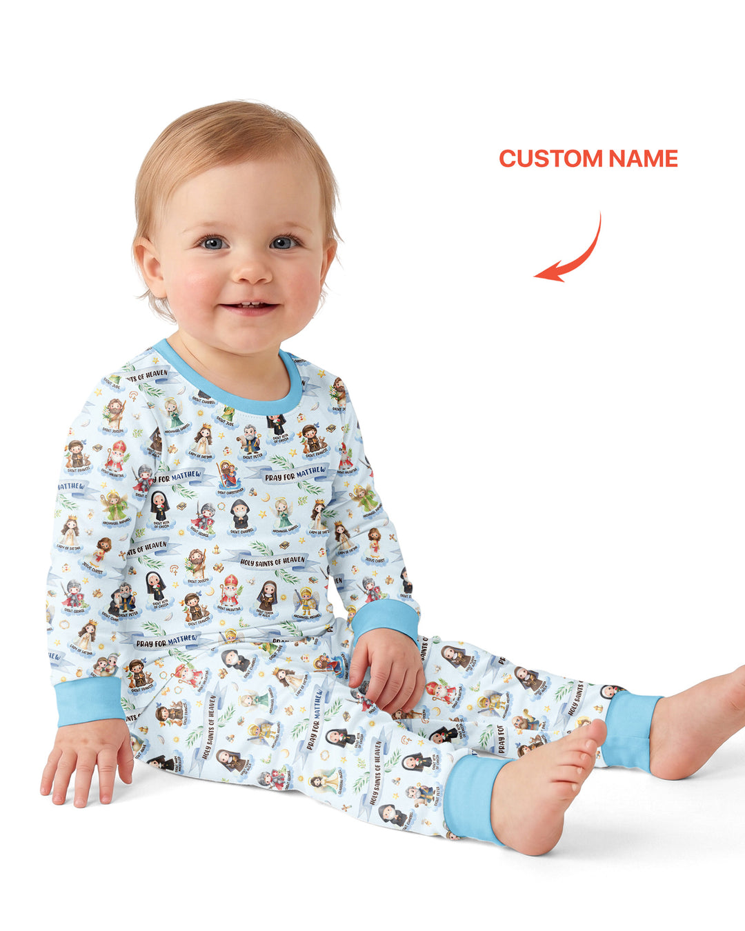 Holy Saints of Heaven Custom Name Bamboo Two Piece Long Sleeve Pajama Set