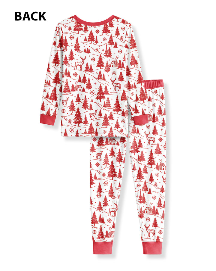 Custom Name North Pole Train Bamboo Two Piece Long Sleeve Pajama Set