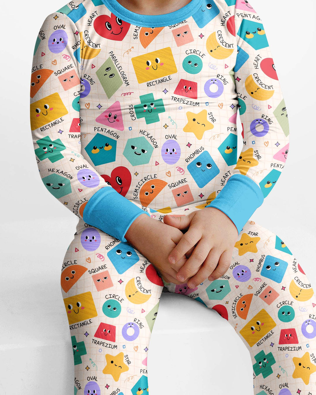 Happy Shape Squad Family Matching Bamboo Two Piece Long Sleeve Pajama Set