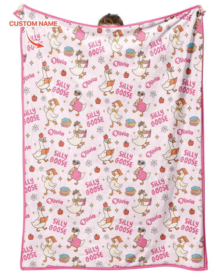 Custom Name Silly Goose Back to School Bamboo Blanket