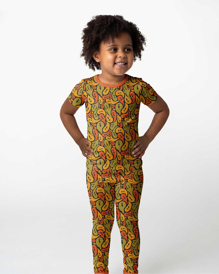 Retro Haunts & Happy Boos Bamboo Two Piece Short Sleeve Pajama Set