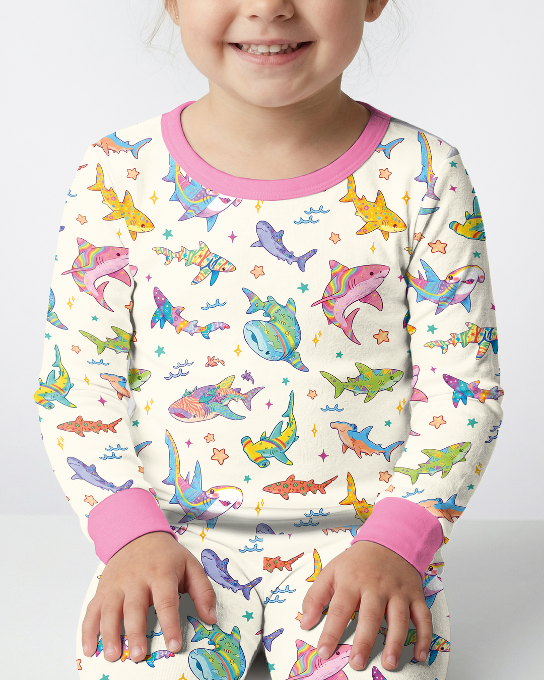 Tropical Sharks Bamboo Two Piece Long Sleeve Pajama Set