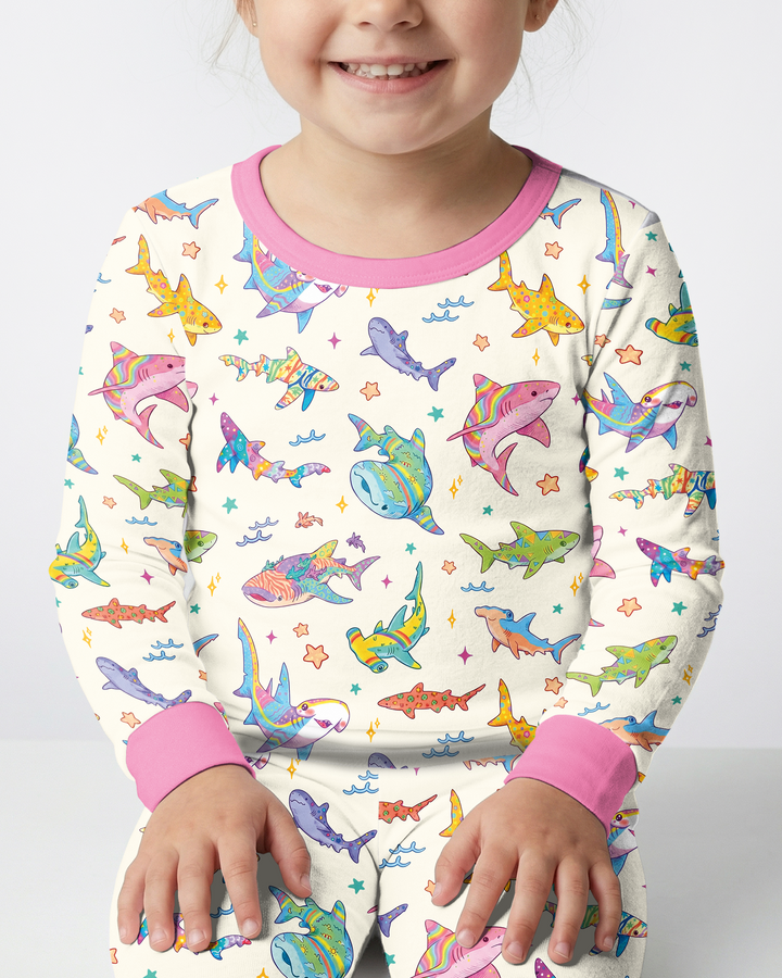 Tropical Sharks Bamboo Two Piece Long Sleeve Pajama Set