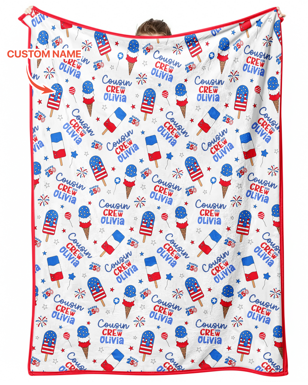 Custom Name 4th of July Cousin Crew Bamboo Blanket