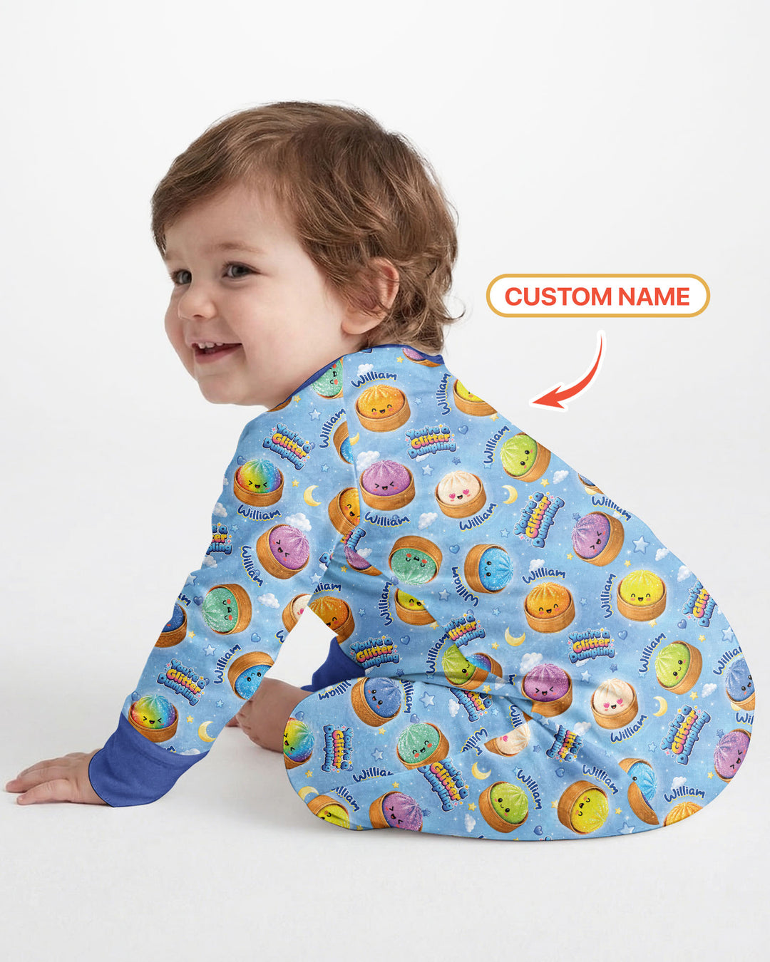 Custom Name You're A Glitter Dumpling Boy Bamboo Convertible Zippy