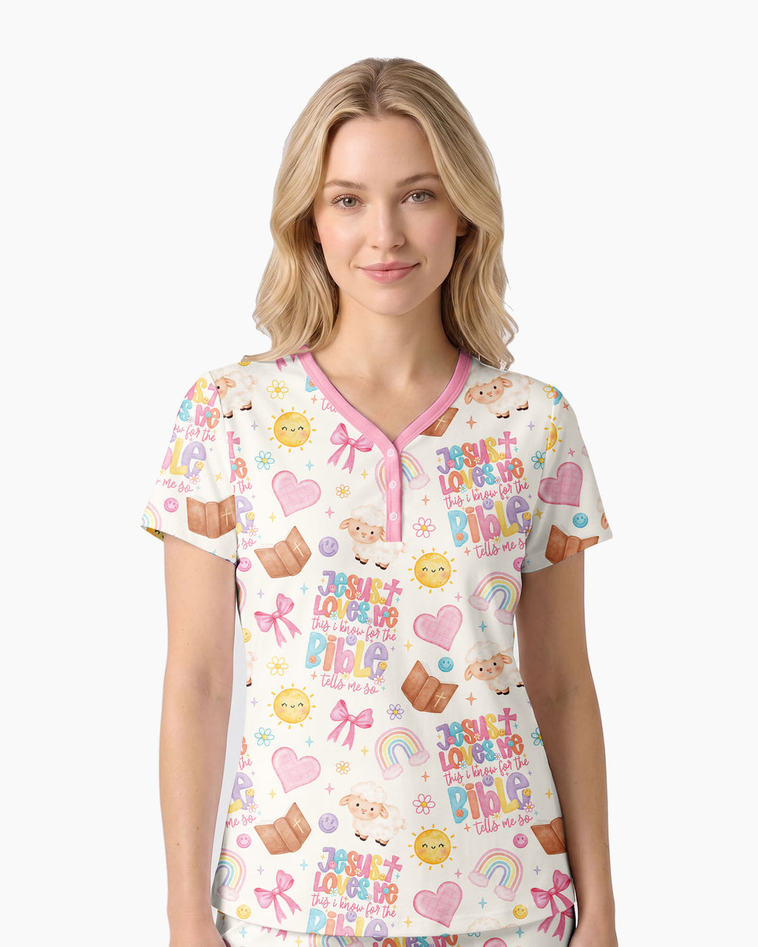 Jesus Loves Me This I Know Bamboo Women Short Sleeve Short Pajama Set