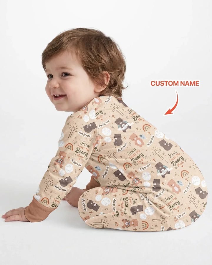 Custom Name Jesus Loves Me Beary Much Bamboo Convertible Zippy