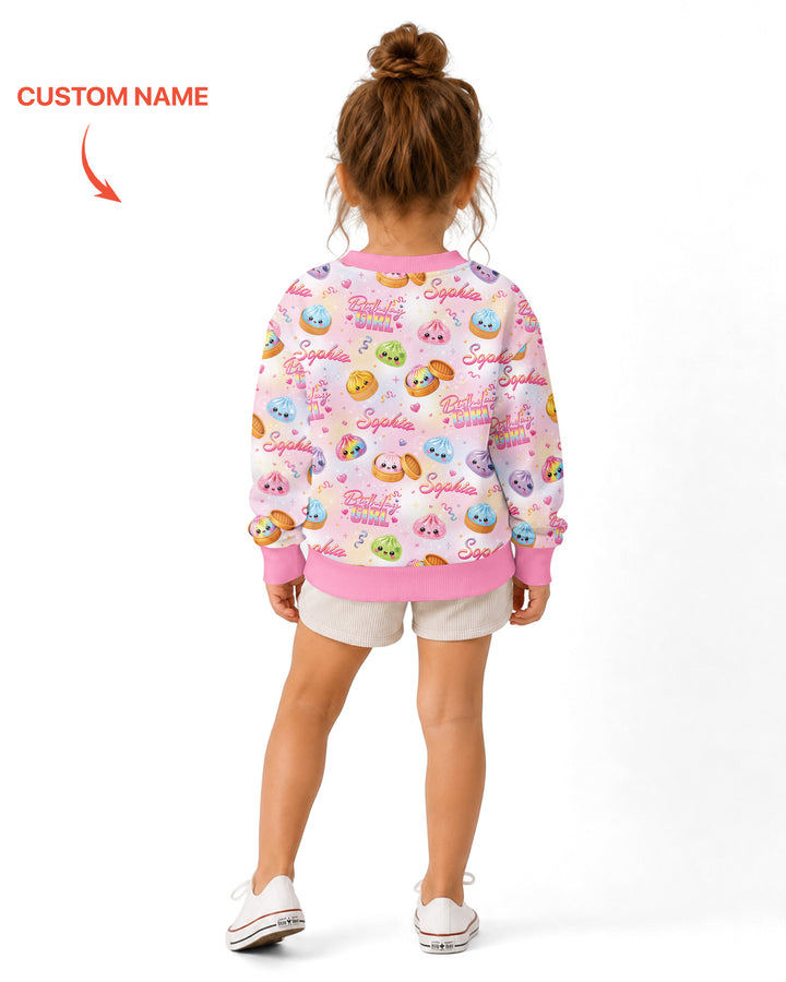 Birthday Girl Glitter Dumpling Bamboo Crewneck Sweatshirt