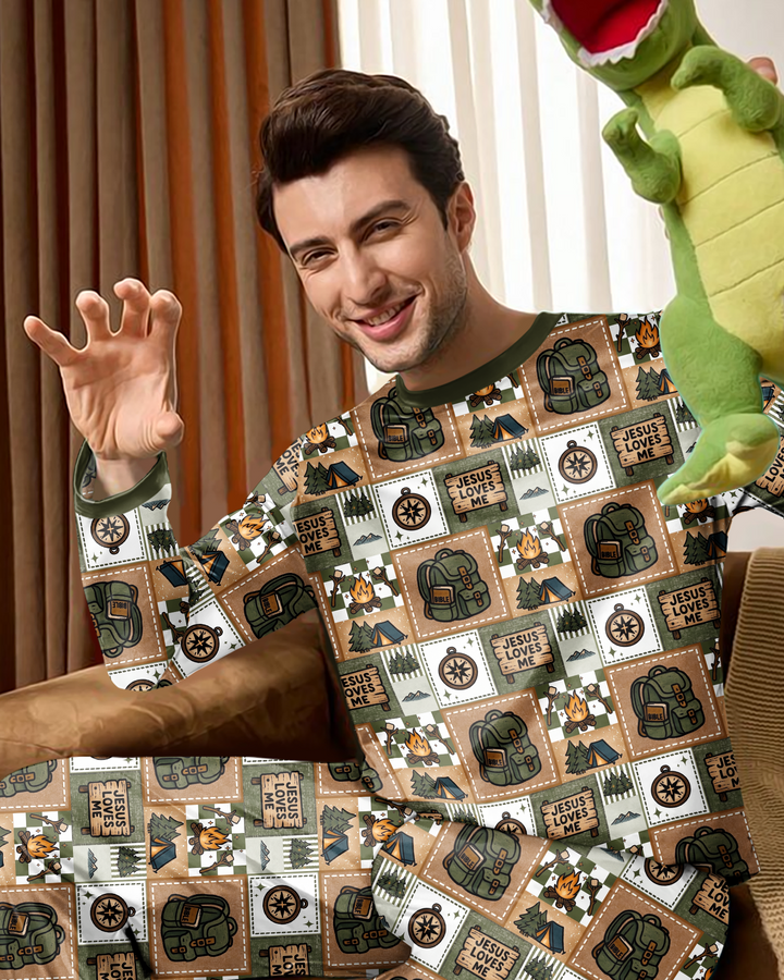 Camping Jesus Loves Me Bamboo Men's Pajama Set