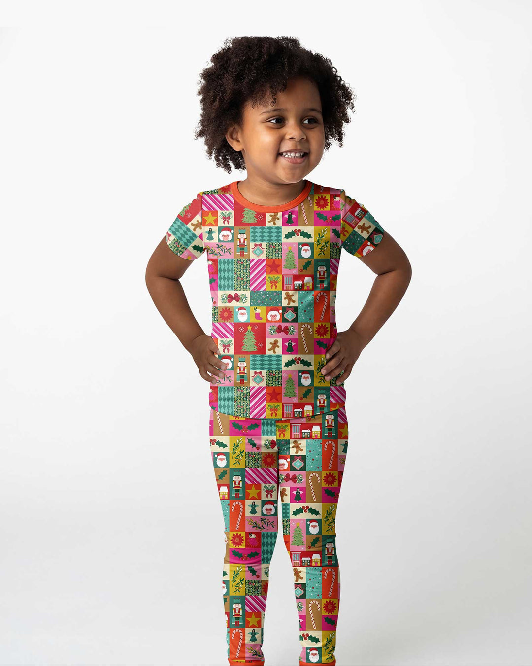 Maximalist Christmas Collage Bamboo Two Piece Short Sleeve Pajama Set