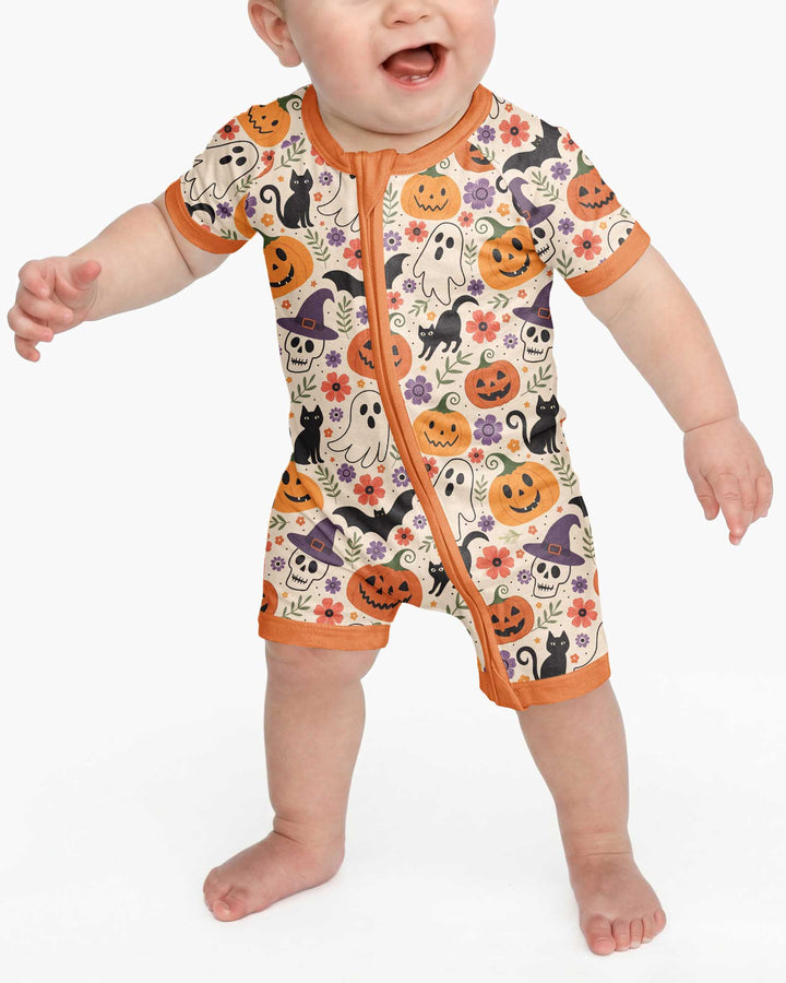 Spooky Halloween Floral Delight Bamboo Shorty Zippy