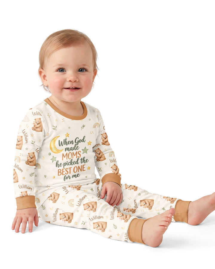 When God Made Moms Bamboo Two Piece Long Sleeve Pajama Set