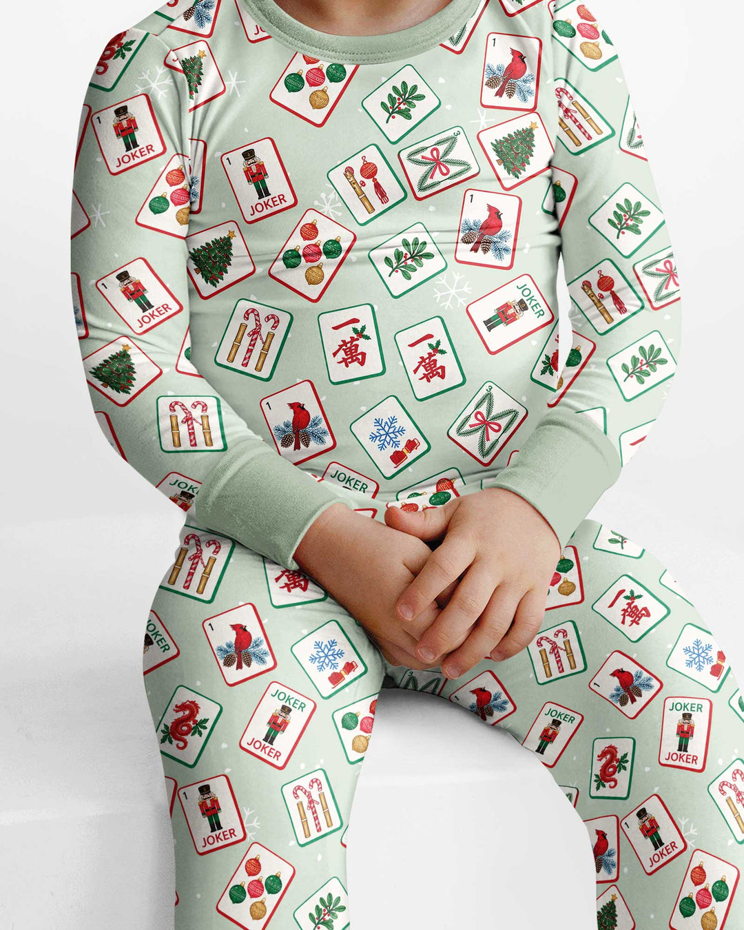 Christmas Mahjong  Bamboo Two Piece Long Sleeve Pajama Set