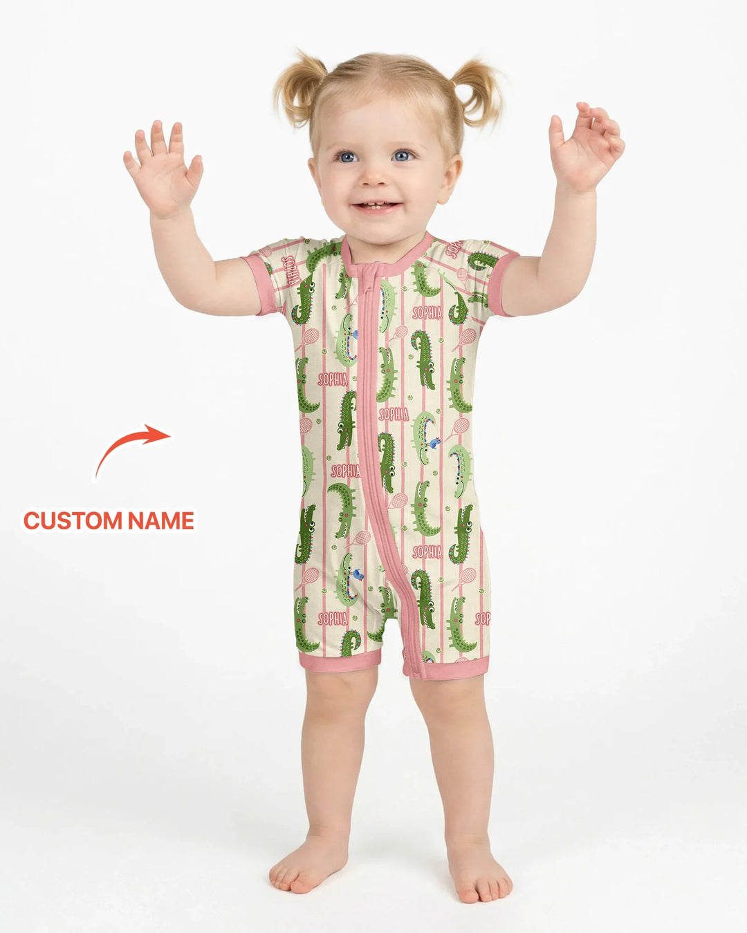 Custom Name Tennis Crocodiles Bamboo Shorty Zippy