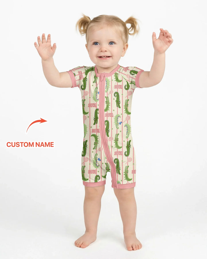 Custom Name Tennis Crocodiles Bamboo Shorty Zippy