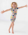 Sweet Rainbow School Adventure Bamboo Two Piece Short Sleeve Shorts Pajama Set
