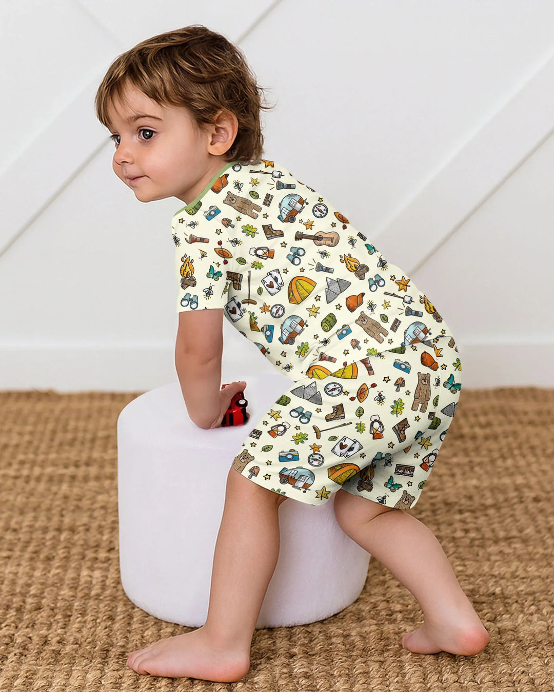 Love Camping Matching Family Bamboo Two Piece Short Sleeve Shorts Pajama Set