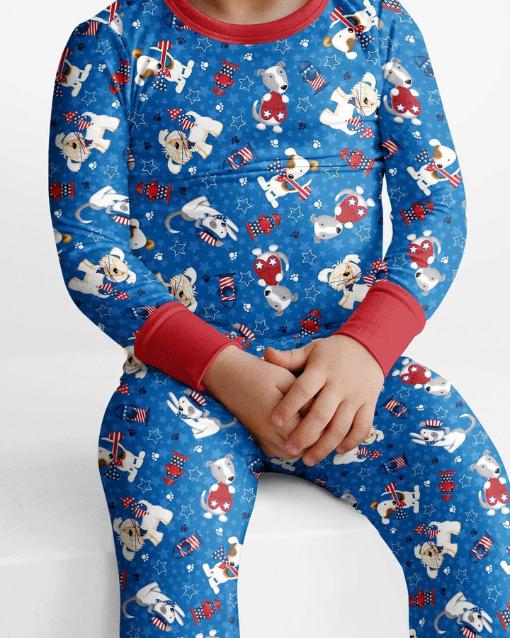Red, White & Woof Family Matching Bamboo Two Piece Long Sleeve Pajama Set