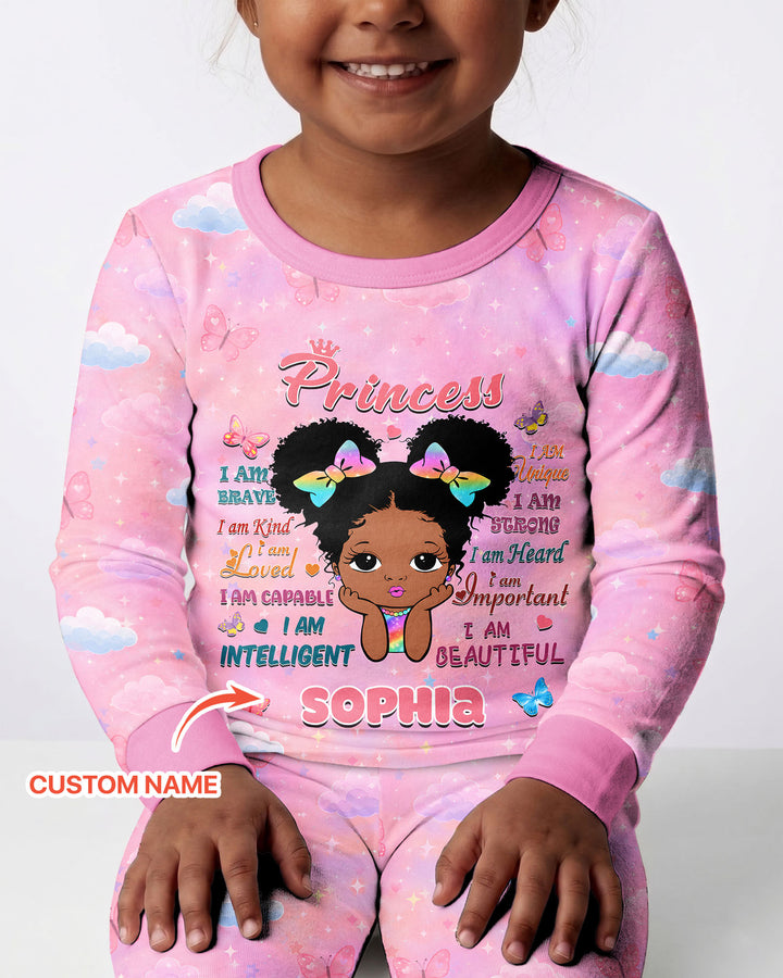 Black Princess I Am BeautifulBamboo Two Piece Long Sleeve Pajama Set