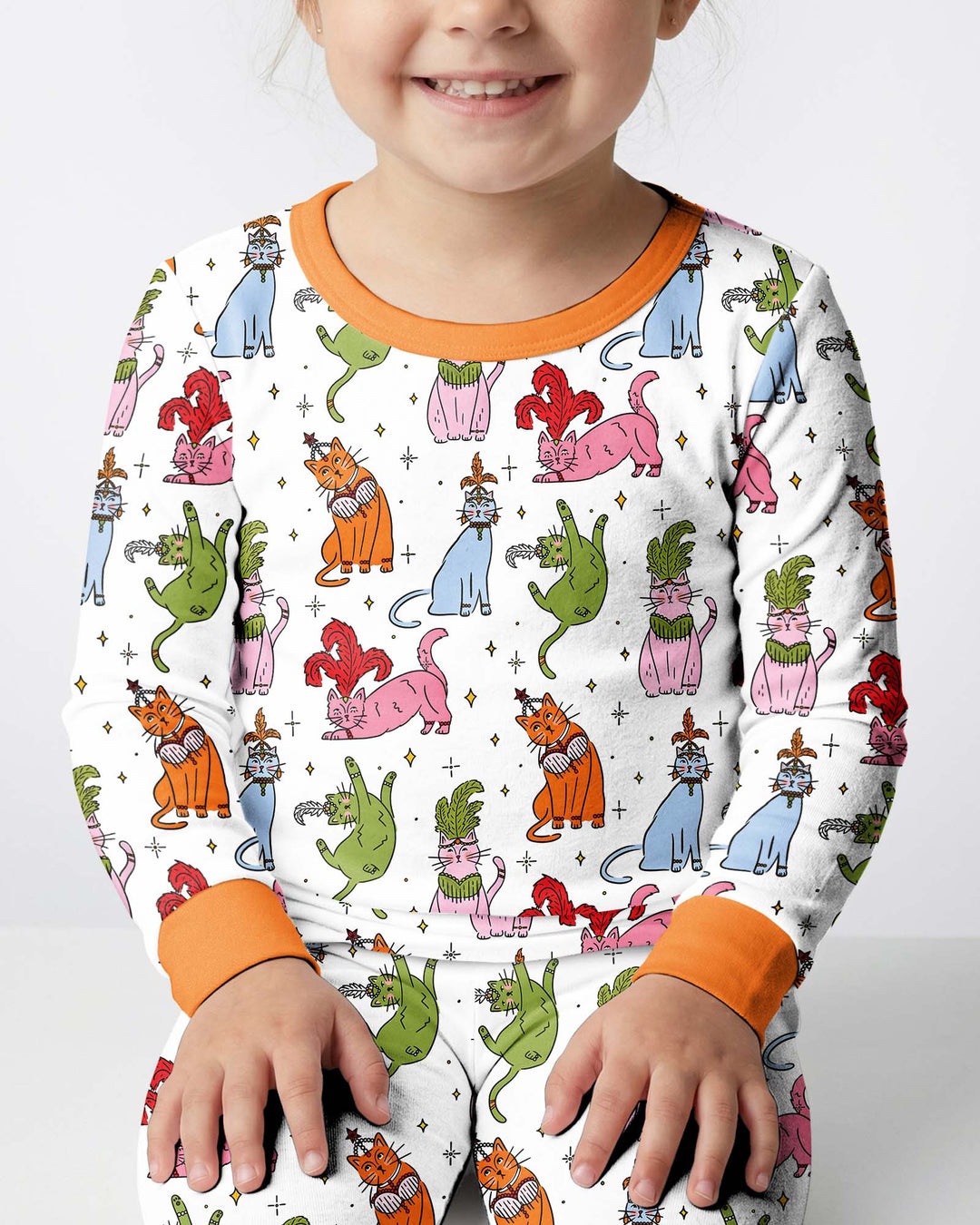 Whimsical Cats Bamboo Two Piece Long Sleeve Pajama Set