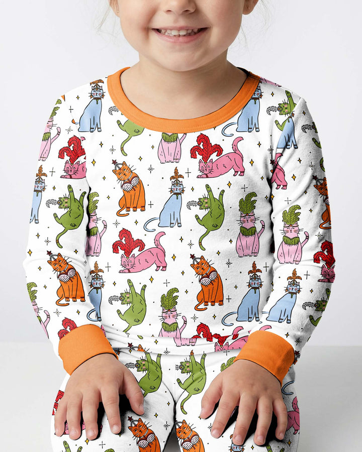 Whimsical Cats Bamboo Two Piece Long Sleeve Pajama Set