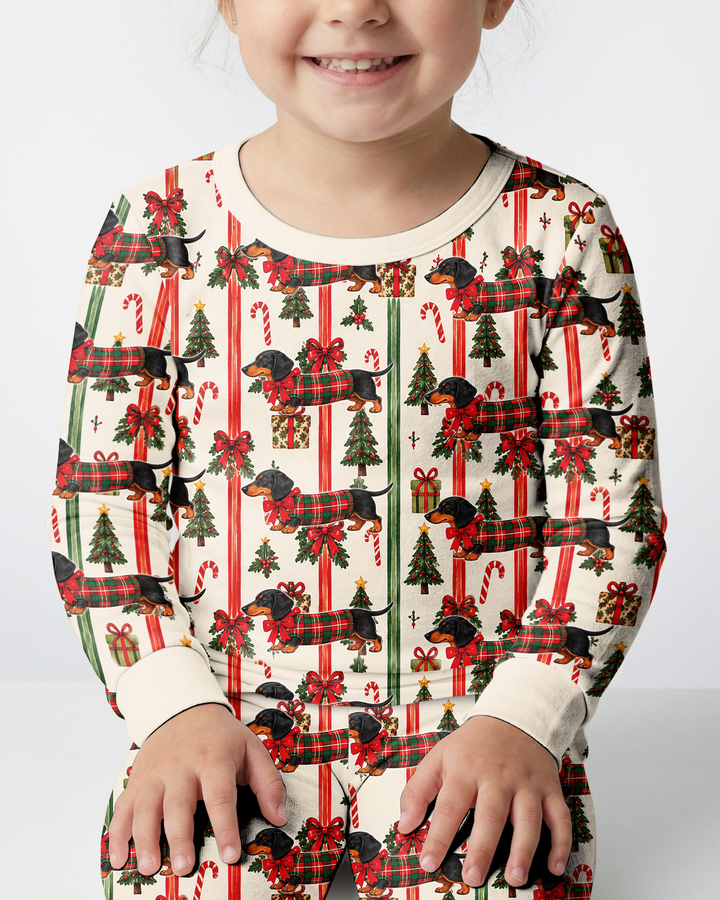 Puppy Holiday Bamboo Two Piece Long Sleeve Pajama Set