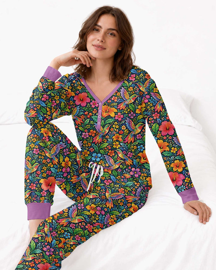 Hummingbird Paradise Bamboo Women Pajama Set