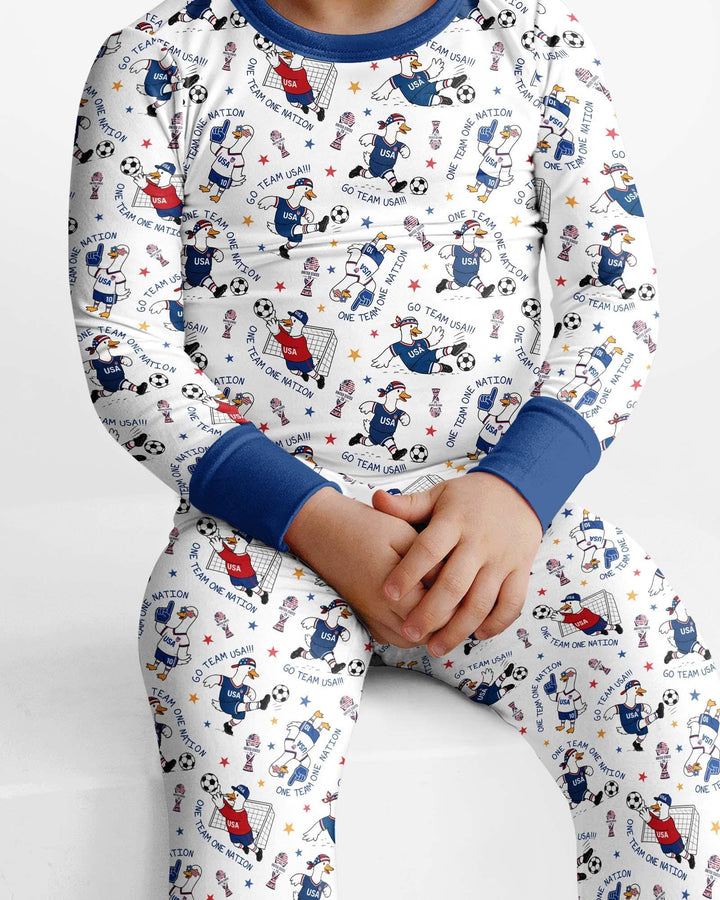 USA Soccer Goose Family Matching Bamboo Two Piece Long Sleeve Pajama Set